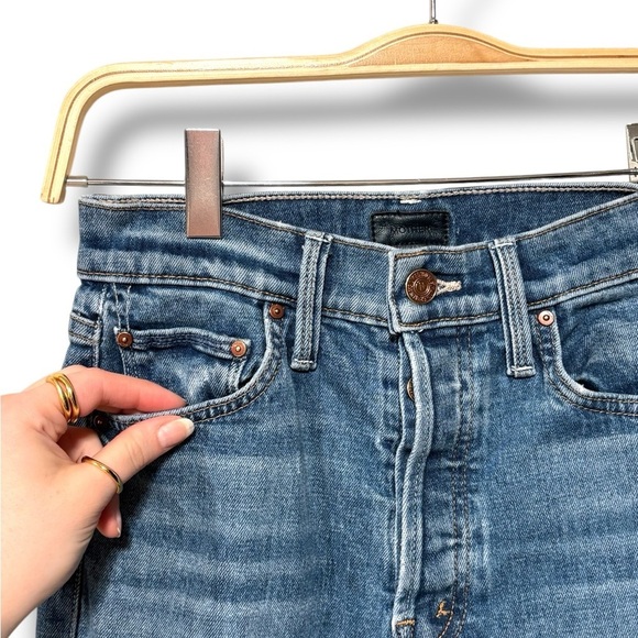 MOTHER The Tomcat Ankle Fray Jeans in Globe Trotter High Waist Raw Hem Size 25 - Picture 6 of 11
